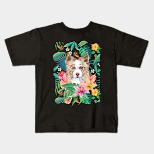 Tropical Red Merle Border Collie 4 Kids T-Shirt